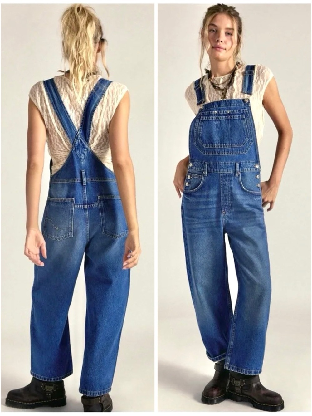 NWT Free People x We The Free Deep Trance Boyfriend Overalls in Blue Reverie